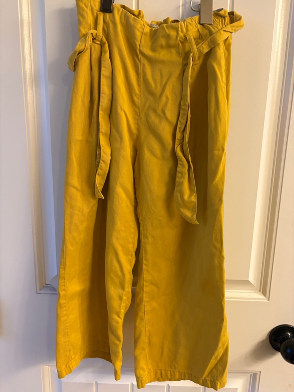 Girl’s Mustard Yellow Paperbag Waist Wide Leg pants